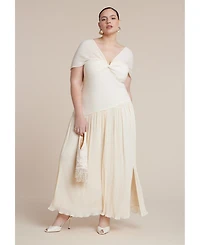 Eloquii Women's Twist Detail Pleated Chiffon Dress