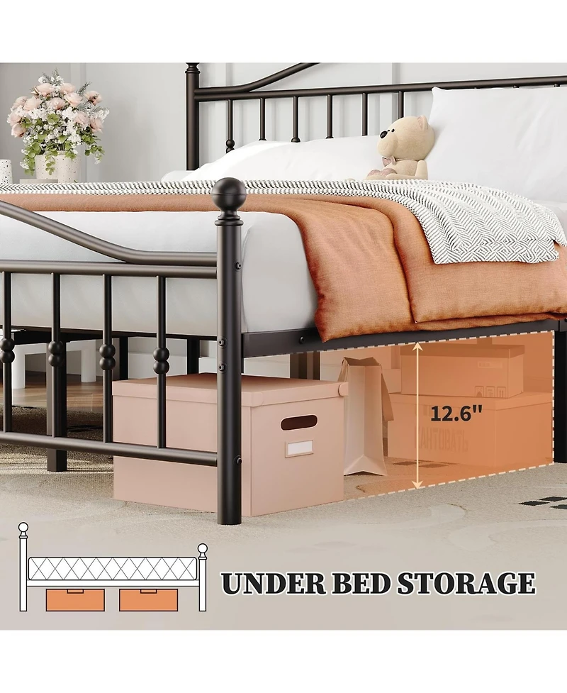 gaomon Twin Over Twin Metal Bunk Bed with Stairs, Heavy Duty Frame with Guardrails & Steel Slats, Space Saving Bed