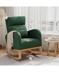 gaomon Corduroy Rocking Chair, Modern Nursery Glider with Side Pockets & Pillow, Living Room, Bedroom