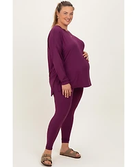 Pinkblush Plus Size Plum Brushed Knit Oversized Top and Legging Set