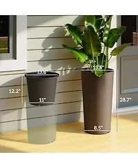 Outsunny 29 Inch Tall Planters, Set of 2 Plastic Flower Pots,