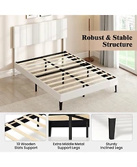 Sugift Velvet Upholstered Platform Bed frames