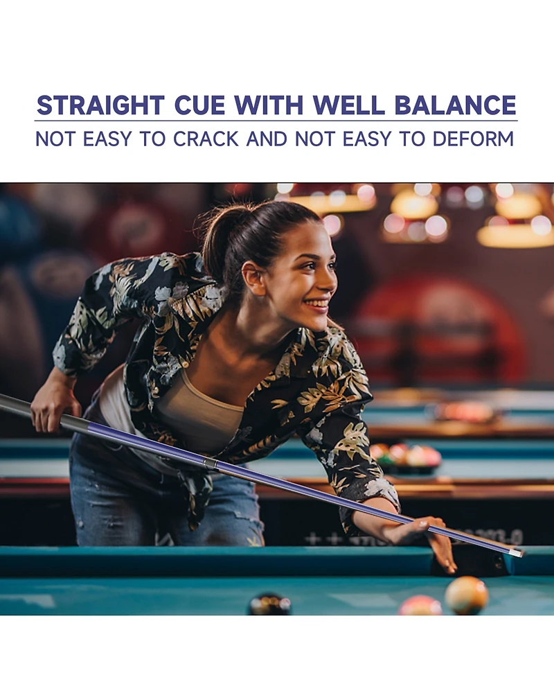 Gse Games & Sports Expert 58" 2-Piece Matte Blue Fiberglass Graphite Composite Billiard Pool Cue Stick