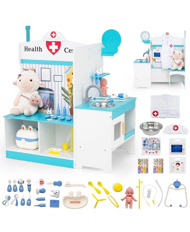 Mecale Kids Doctor Play Set with Adjustable Height Bar for Interactive Pretend Play