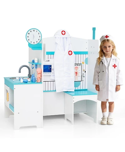 Mecale Kids Doctor Play Set with Adjustable Height Bar for Interactive Pretend Play