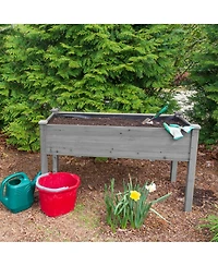 Clihome inch Raised Garden Bed with Legs, Elevated Wooden Planter Box for Outdoor Plants
