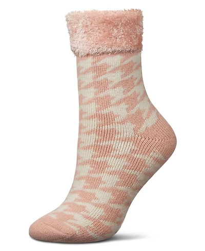 MeMoi Women's Houndstooth Plush Cabin Socks