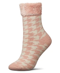 MeMoi Women's Houndstooth Plush Cabin Socks