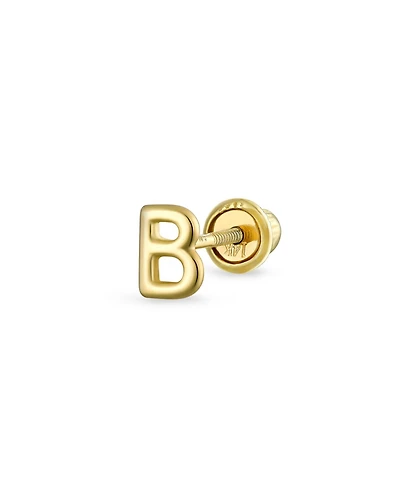 Bling Jewelry Abc Tiny 14K Gold Alphabet Letter Initial 1 Stud Earring Piercing Screw-Back