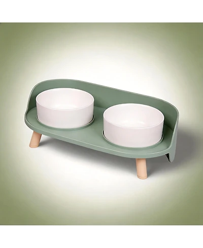 Aronkl Elevated Ceramic Dog & Cat Food Water Bowl Set Spill Proof Non Slip Mess Free Dishwasher Safe