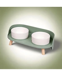 Aronkl Elevated Ceramic Dog & Cat Food Water Bowl Set Spill Proof Non Slip Mess Free Dishwasher Safe