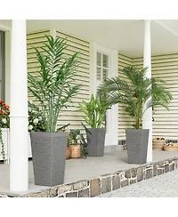 Outsunny 22.8 Inch Tall Planters, Set of 3 Plastic Flower Pots,