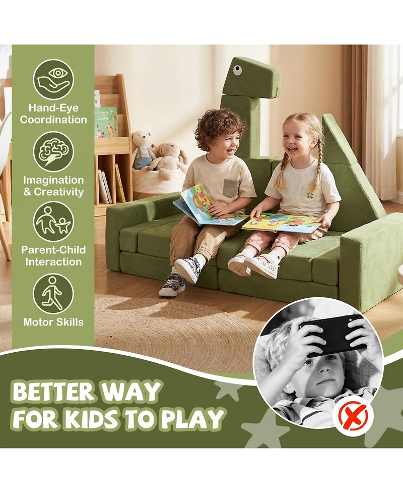 13 Piece Modular Kids Play Couch for Creative Play