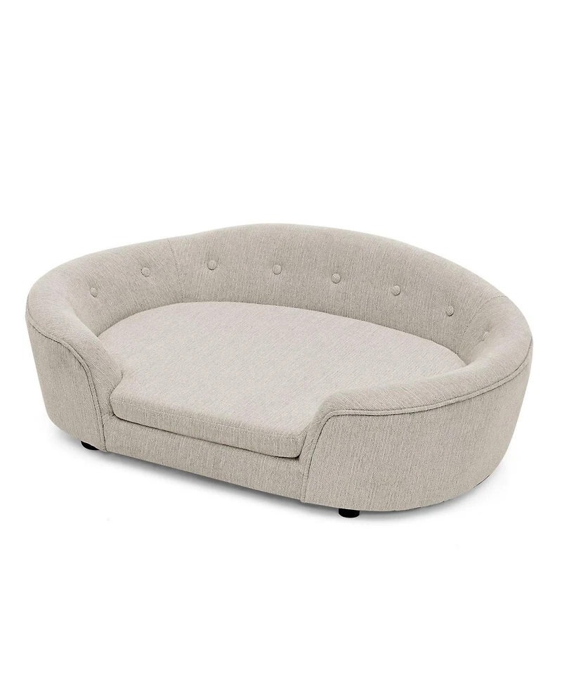 6thdruple Oversized Oval Dog Sofa Bed with Tufted Backrest