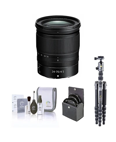 Nikon Nikkor Z 24-70mm f/4 S Lens, Bundle with Vanguard Veo 3 Go 235AB 23mm 5-Section Aluminum Travel Tripod with T-50 Ball Head, 72mm Filter Kit