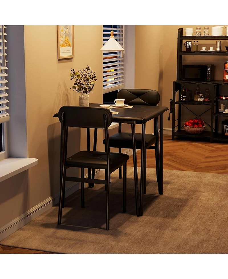 gaomon 3-Piece Dining Table Set with 2 Upholstered Chairs