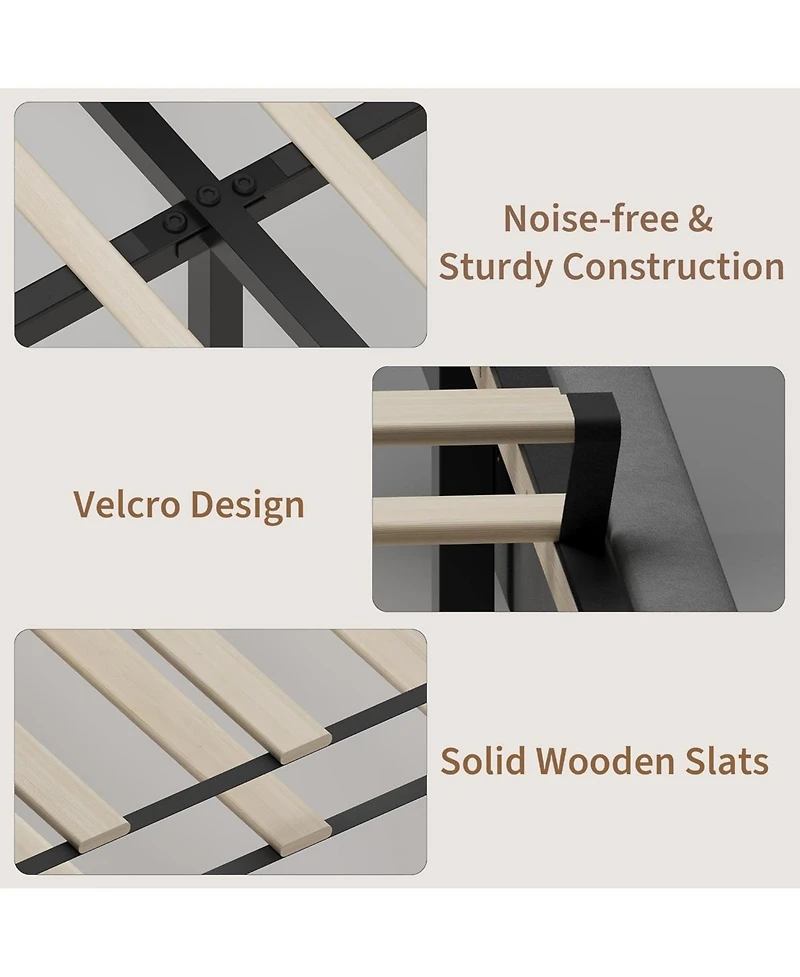 gaomon Full Velvet Bed Frame with Wingback Headboard, Upholstered Platform Bed with Wood Slats