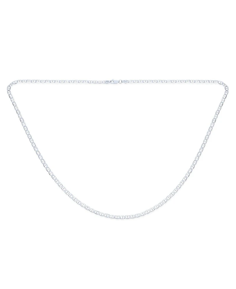 Bling Jewelry Solid Heavy .925 Sterling Silver 6MM Marina Anchor Nautical Mariner Chain Link Necklace Made Italy 24 Inch