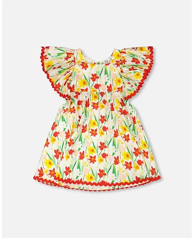 Deux par Deux Little Girls Viscose Daffodil Print Dress