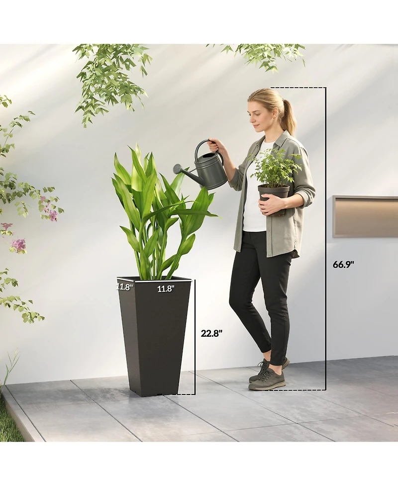 Outsunny 23" Tall Planters, Set of 2 Tape Outdoor Planters