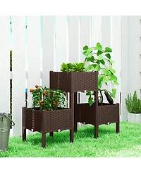 Outsunny Plastic Raised Garden Bed with Legs, Self Watering Planter Boxes