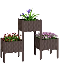 Outsunny Plastic Raised Garden Bed with Legs, Self Watering Planter Boxes