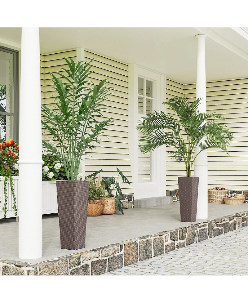 Outsunny Set of 2 Tall Planters for Outdoor Plants