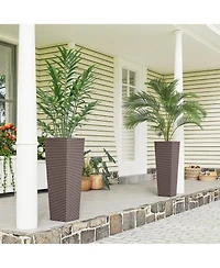 Outsunny 32 Inch Set of 2 Tall Planters for Outdoor Plants,