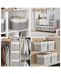 Sugift 6-Pack Collapsible Fabric Storage Bins, 13" Cube Baskets with Rope Handles and Reinforced Base