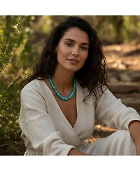 Bling Jewelry Semi-Precious Created Turquoise Stone 10MM Bead Ball Strand Necklace 16-18 Inch