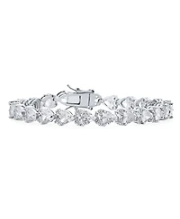 Bling Jewelry Romantic Red Clear Cubic Zirconia Cz Heart Shape Tennis Bracelet 7-7.5 Inch Silver Plated