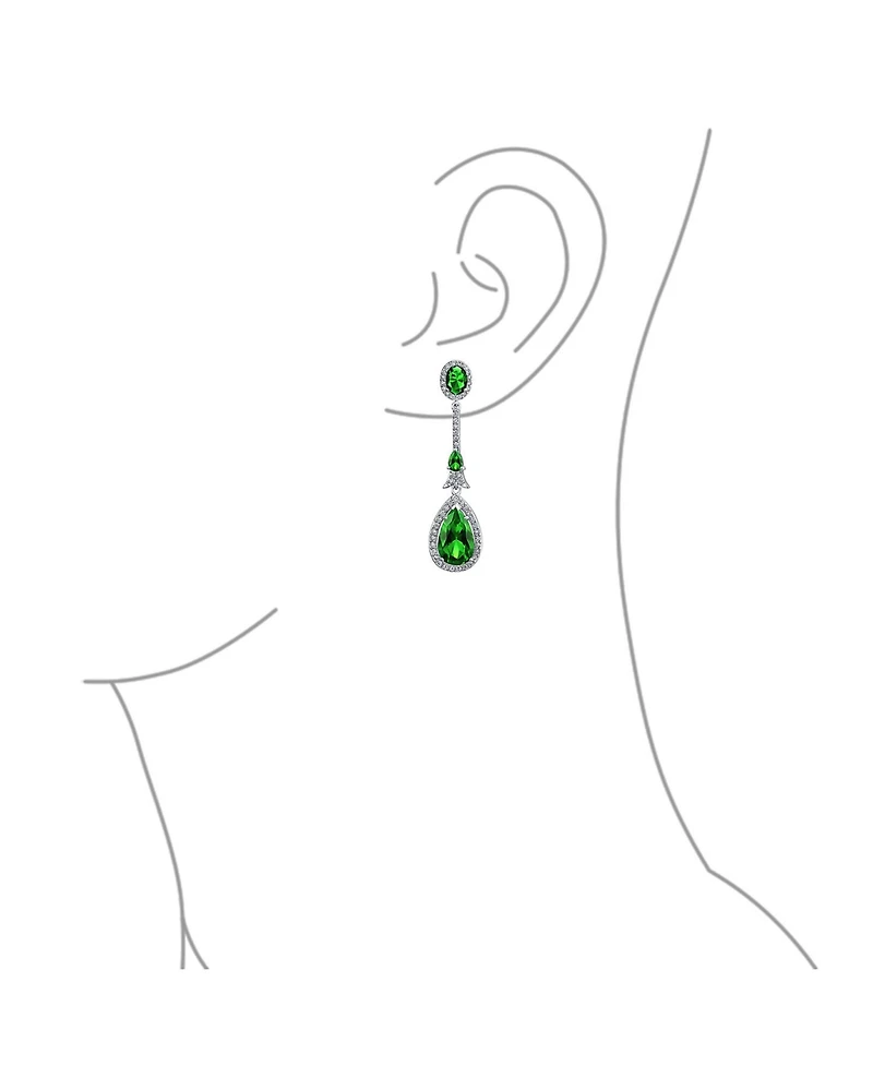Bling Jewelry Art Deco Style Dangle Cubic Zirconia Halo Cz Teardrop Statement Chandelier Earrings
