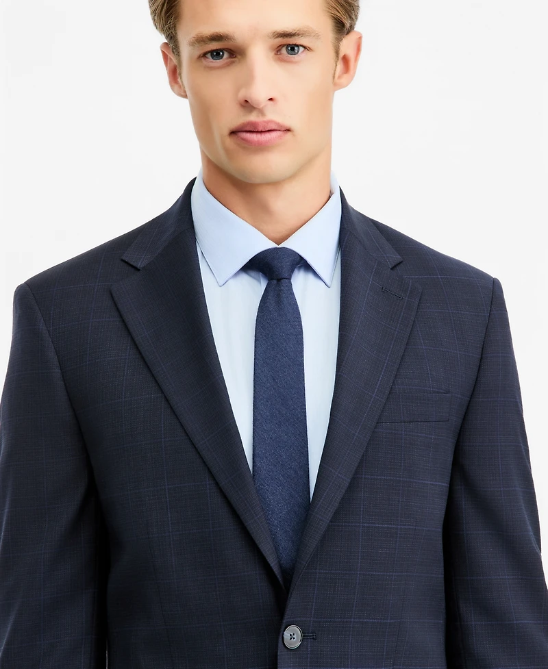 Calvin Klein Men's Slim-Fit Wool-Blend Plaid Suit Jacket