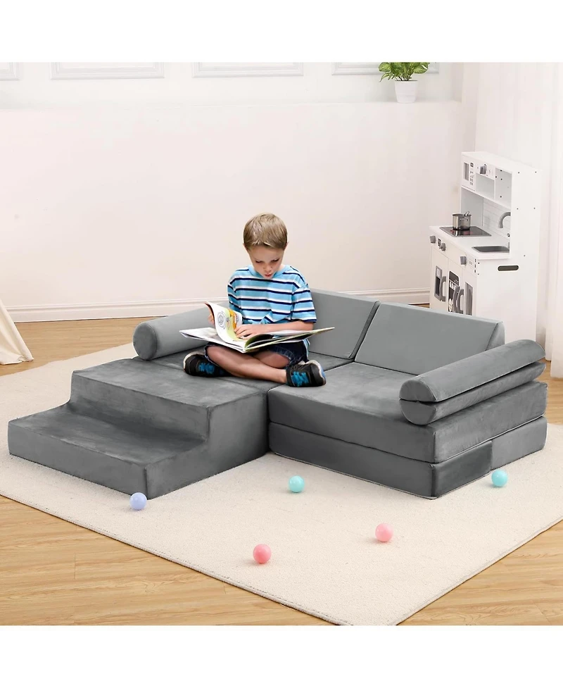 Modular Kids Couch 13PCS Nugget Couch,Toddler Couch for Creative Boys Girls, Convertible Nugget Couch Kids Modular Play Couch, Kids Sofa for Playroom