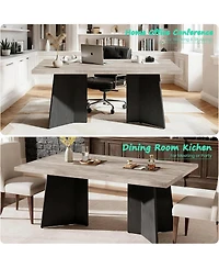 gaomon 63" Dining Table for 6-8, Modern Long Kitchen Table with Large Top & Pedestal Legs