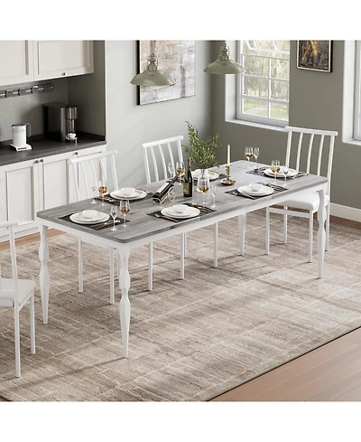 Gaomon 78.8" Farmhouse Dining Table for 6, Large Rustic Rectangular Kitchen Table with Heavy-Duty Legs