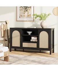 gaomon 47.2 inch Rattan Buffet Cabinet with Storage, Kitchen Coffee Bar Cabinet with Doors and Drawer