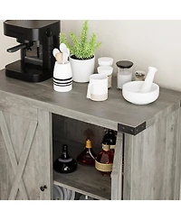 gaomon Farmhouse Sideboard Buffet Cabinet with Adjustable Shelves and Barn Doors Rustic Modern Coffee Bar and Kitchen Organizer