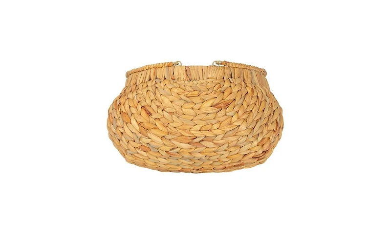 Household Essentials Water Hyacinth Handwoven Flower Basket Set of 2, Tan