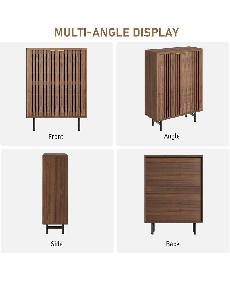 gaomon Narrow Freestanding 6-Tier Wooden Shoe Cabinet with Louvered Doors