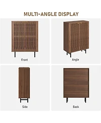 gaomon Narrow Freestanding 6-Tier Wooden Shoe Cabinet with Louvered Doors