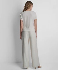 Dkny Women's Short-Sleeve Twist Neck Top