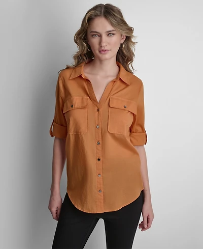 Dkny Women's Long-Sleeve Collared Shirt