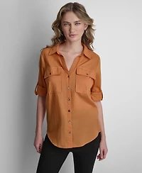 Dkny Women's Long-Sleeve Collared Shirt