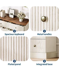 gaomon 6 Drawer Dresser for Bedroom, Horizontal Chest of Drawers, Fluted Panel Wood Dresser, Small Space Bedroom Clothing