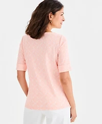 Style & Co Women's Printed Boat-Neck Elbow-Sleeve Top, Macy's Exclusive