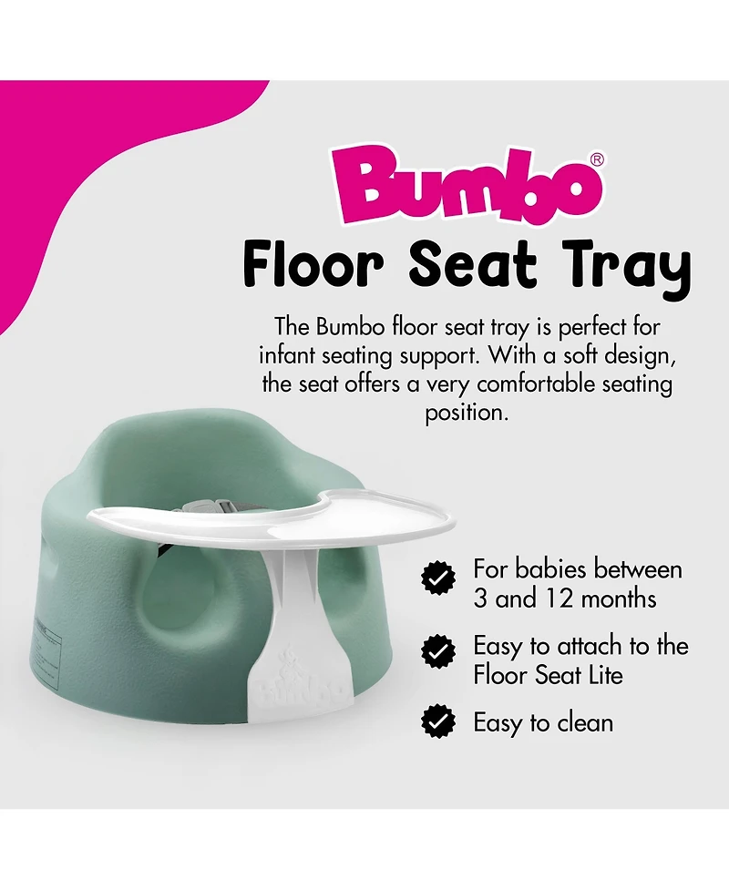 Bumbo Baby Floor Seat, Portable Infant Sit Up Chair w/ Tray Attachment, Hemlock