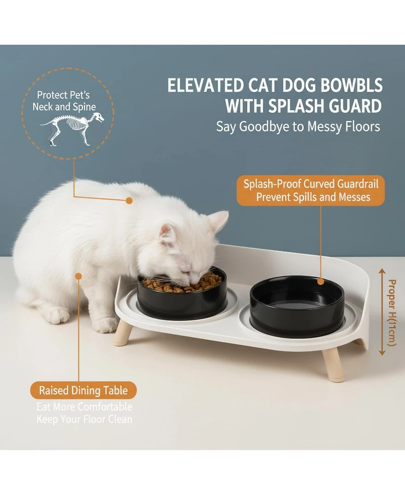 Aronkl Elevated Ceramic Dog Bowl Set with Stand Splash Proof Raised Dishes for Food Water Ideal Small Medium Dogs