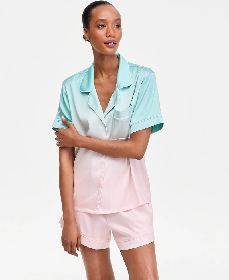 I.n.c International Concepts Women's Stretch Satin Short-Sleeve Pajama Set, Exclusively at Macy's