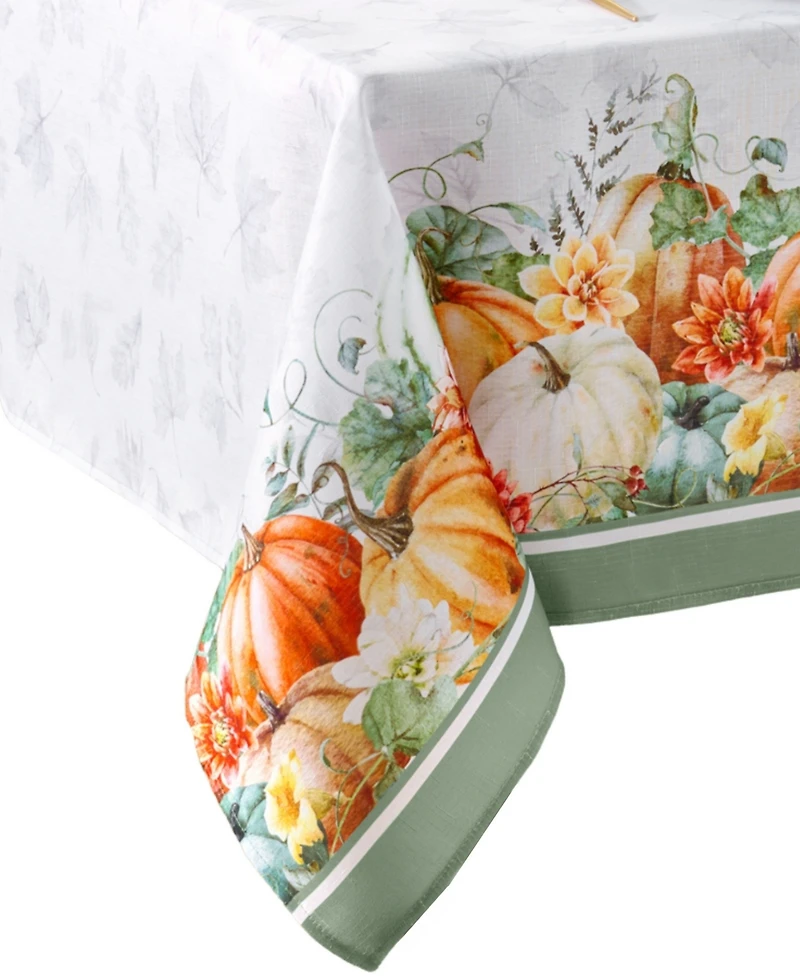 Elrene Pumpkin Harvest Vine Double Border Tablecloth